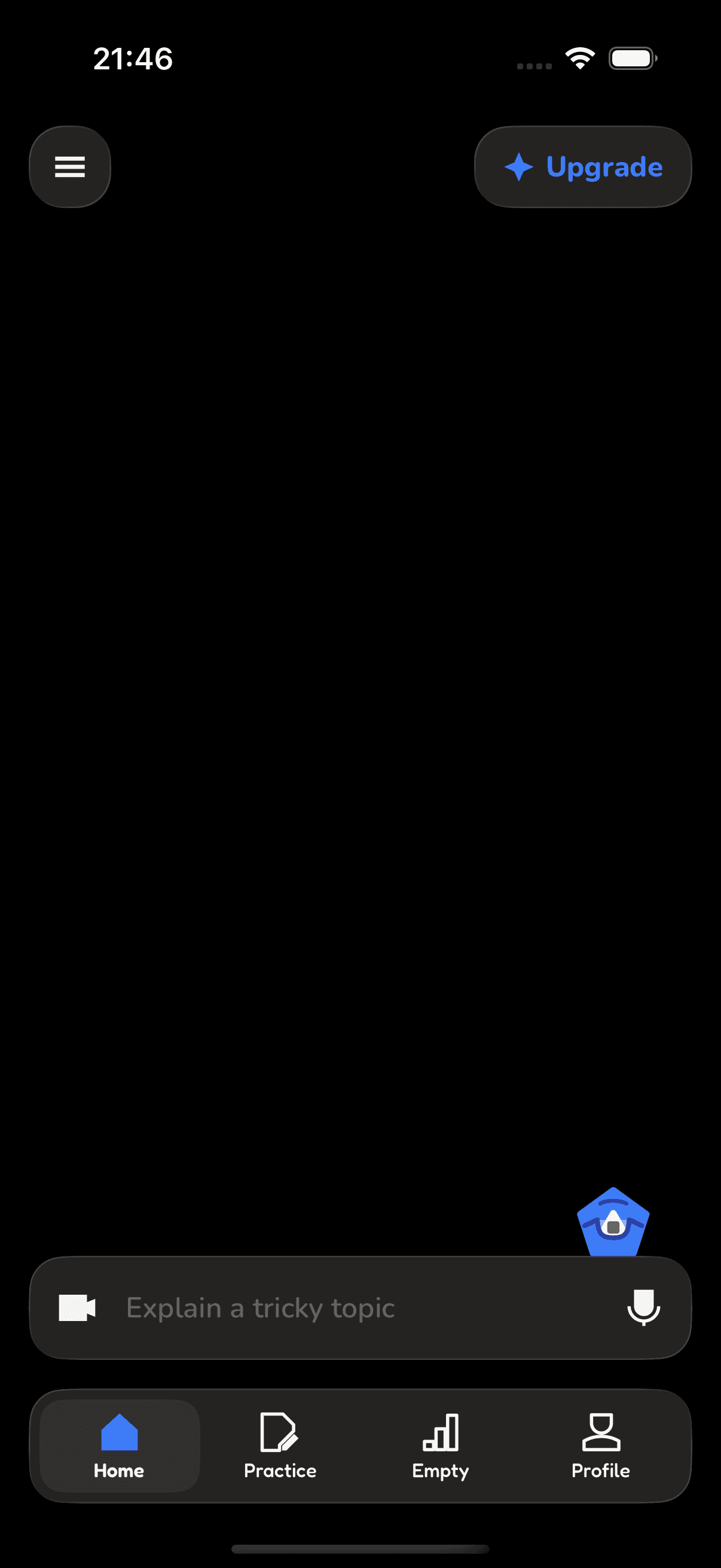 The Lurnly home screen on a phone, ready for a question